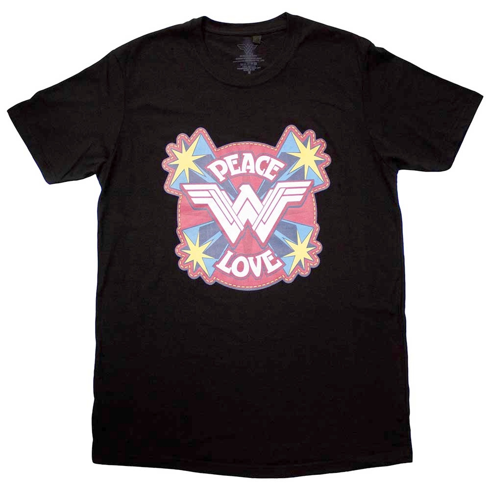 DC Comics Wonder Woman - Peace & Love Heren Tshirt - Zwart